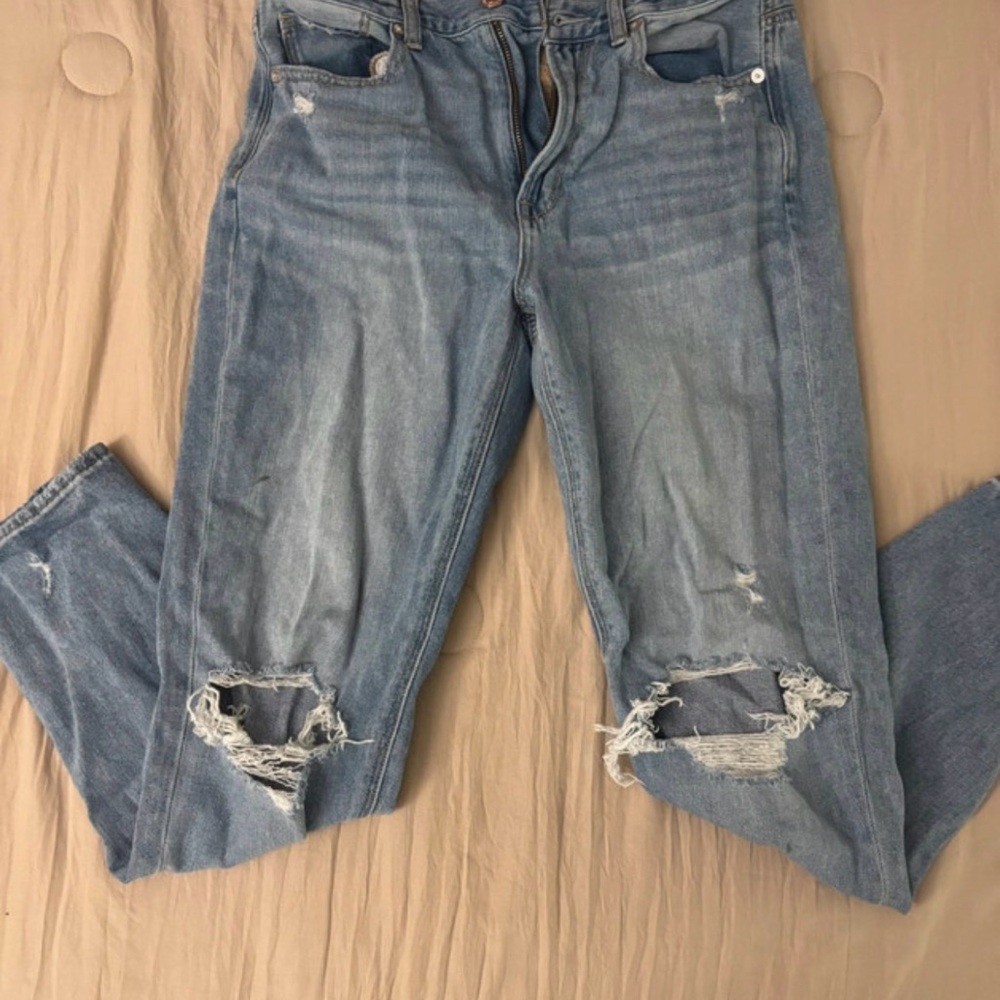 American Eagle Outfitters Distressed Light Blue Boyfriend Jeans